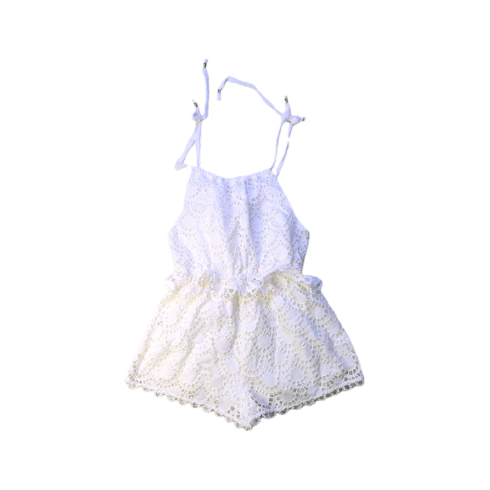 A White Sleeveless Rompers from Zimmermann in size 4T for girl. (Back View)