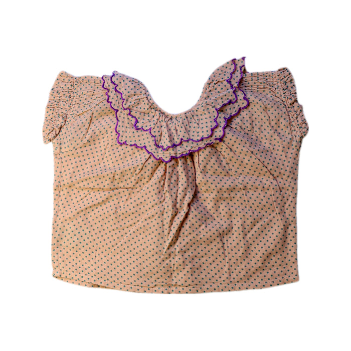 A Beige Short Sleeve Tops from Emile et Ida in size 2T for girl. (Back View)
