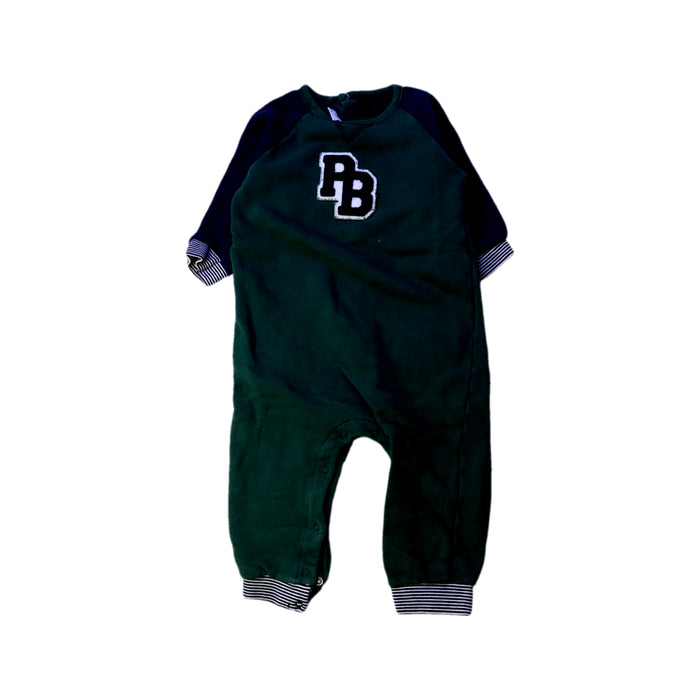 A Green Long Sleeve Rompers from Petit Bateau in size 2T for boy. (Front View)