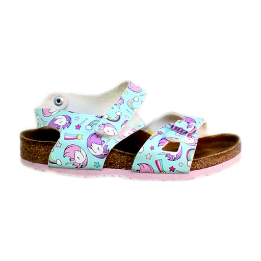 A Pink Sandals from Birkenstock in size 5T for girl. (Front View)