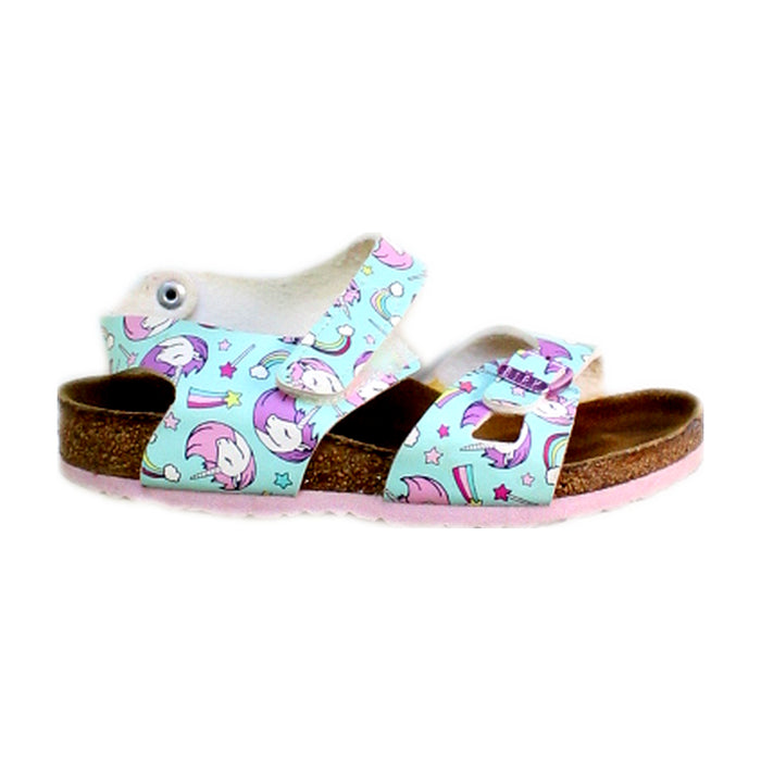 A Pink Sandals from Birkenstock in size 5T for girl. (Front View)