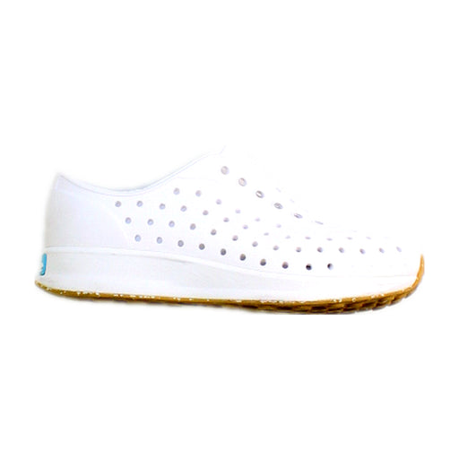 A White Slip Ons from Native Shoes in size 5T for neutral. (Front View)