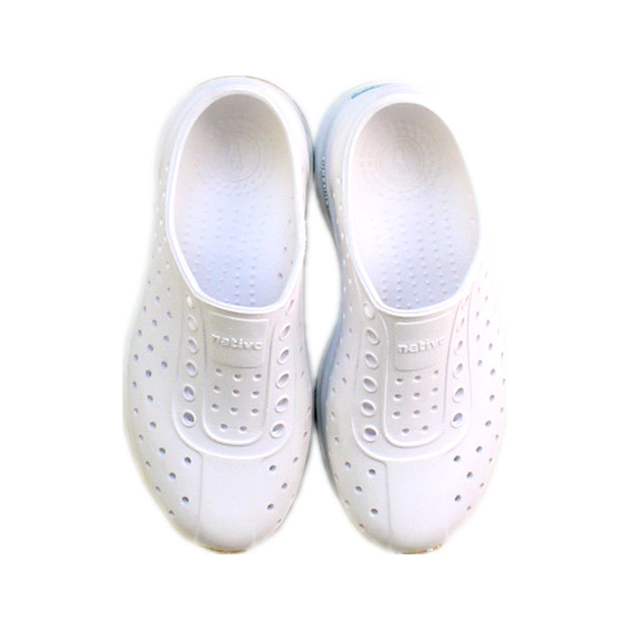 A White Slip Ons from Native Shoes in size 5T for neutral. (Back View)