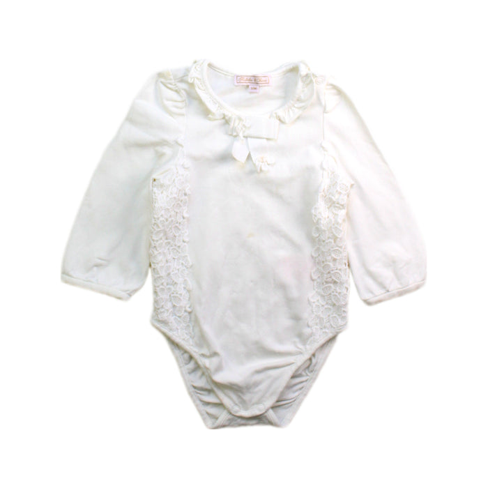 A White Long Sleeve Bodysuits from Nicholas & Bears in size 6-12M for girl. (Front View)