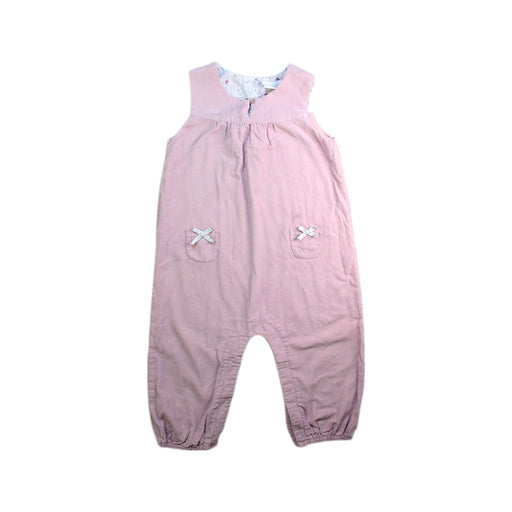 A Pink Long Overalls from The Little White Company in size 12-18M for girl. (Front View)