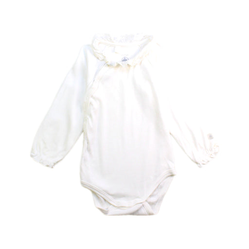 A Ivory Long Sleeve Bodysuits from Petit Bateau in size 6-12M for girl. (Front View)