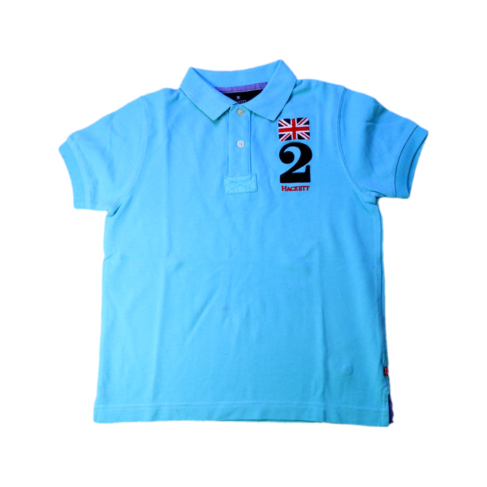 A Blue Short Sleeve Polos from Hackett in size 7Y for boy. (Front View)