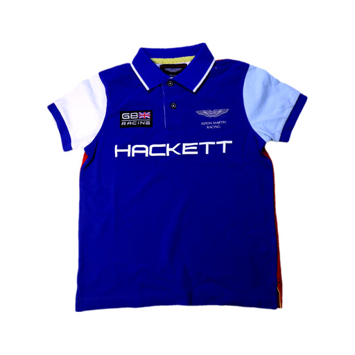 A Blue Short Sleeve Polos from Hackett x Aston Martin Racing in size 7Y for boy. (Front View)