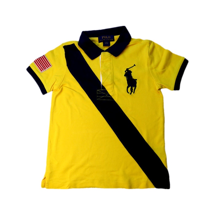 A Yellow Short Sleeve Polos from Polo Ralph Lauren in size 5T for boy. (Front View)
