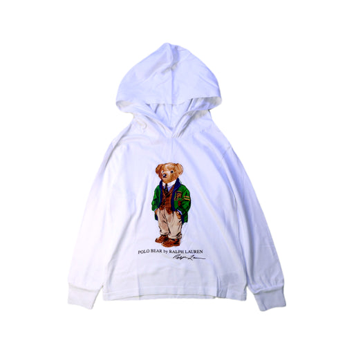 A White Hooded Sweatshirts from Polo Ralph Lauren in size 6T for boy. (Front View)