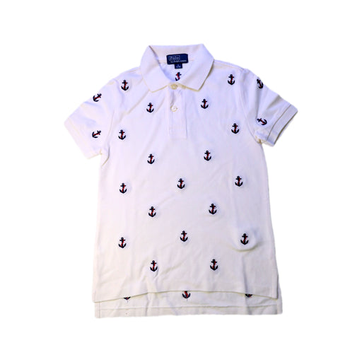 A White Short Sleeve Polos from Polo Ralph Lauren in size 5T for boy. (Front View)