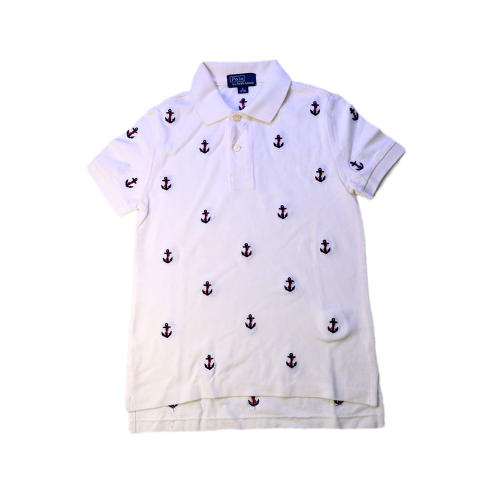 A White Short Sleeve Polos from Polo Ralph Lauren in size 5T for boy. (Front View)