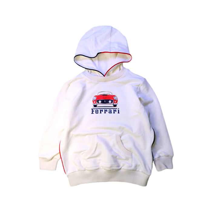 A White Hooded Sweatshirts from Ferrari in size 6T for boy. (Front View)
