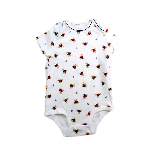 A White Short Sleeve Bodysuits from Ralph Lauren in size 6-12M for boy. (Front View)
