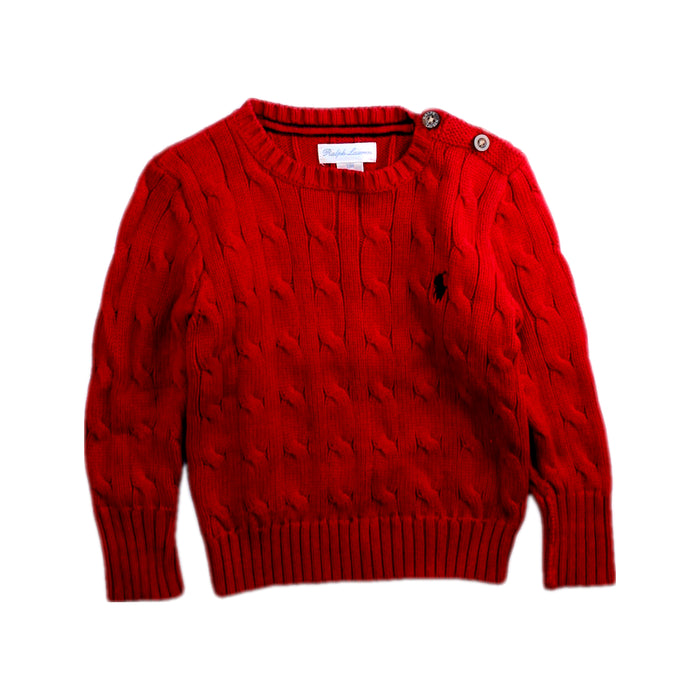 A Red Knit Sweaters from Ralph Lauren in size 6-12M for boy. (Front View)