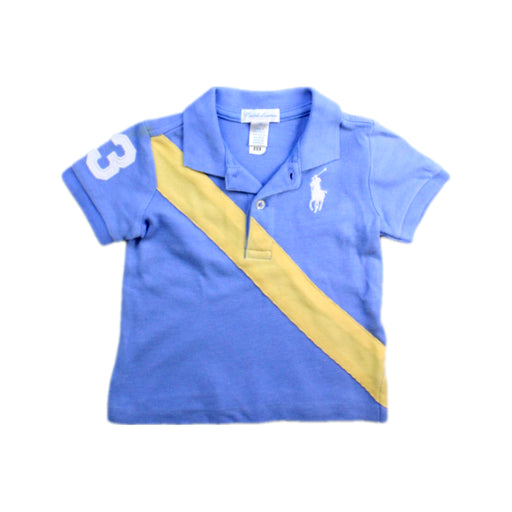 A Blue Short Sleeve Polos from Ralph Lauren in size 3-6M for boy. (Front View)
