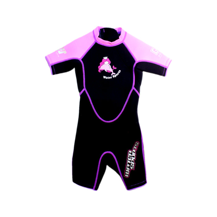 A Black Wetsuits from Watersports in size 2T for girl. (Front View)