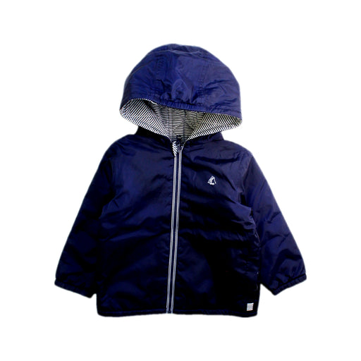 A Navy Rain Jackets from Petit Bateau in size 12-18M for boy. (Front View)