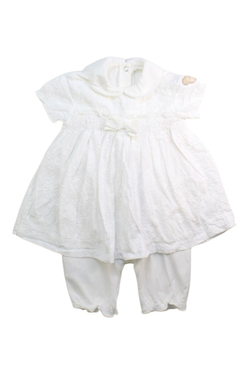 A White Short Sleeve Dresses from Steiff in size 6-12M for girl. (Front View)