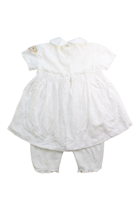 A White Short Sleeve Dresses from Steiff in size 6-12M for girl. (Back View)