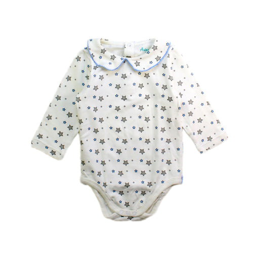 A White Long Sleeve Bodysuits from Adorarmi in size 3-6M for boy. (Front View)