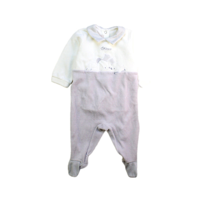 A White Long Sleeve Rompers from Chicco in size 0-3M for boy. (Front View)