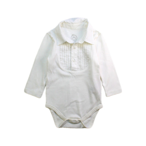 A White Long Sleeve Bodysuits from Adorarmi in size 3-6M for boy. (Front View)