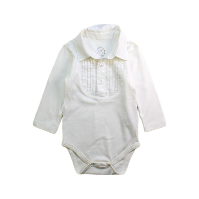 A White Long Sleeve Bodysuits from Adorarmi in size 3-6M for boy. (Front View)