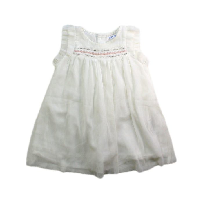 A White Sleeveless Dresses from Bout'Chou in size 3-6M for girl. (Front View)