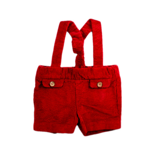 A Red Overall Shorts from Paz Rodriguez in size 3-6M for boy. (Front View)