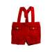 A Red Overall Shorts from Paz Rodriguez in size 3-6M for boy. (Front View)