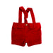 A Red Overall Shorts from Paz Rodriguez in size 3-6M for boy. (Back View)