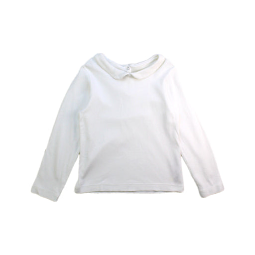 A White Long Sleeve Tops from Petit Bateau in size 4T for girl. (Front View)