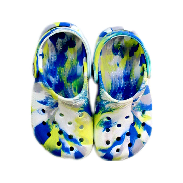 A Multicolour Slip Ons from Crocs in size 3T for neutral. (Back View)