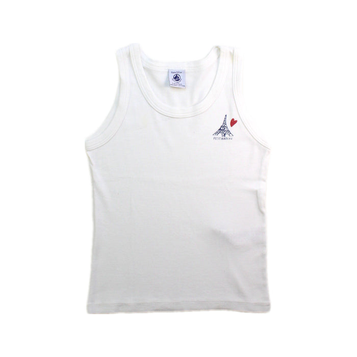 A White Sleeveless Tops from Petit Bateau in size 5T for neutral. (Front View)