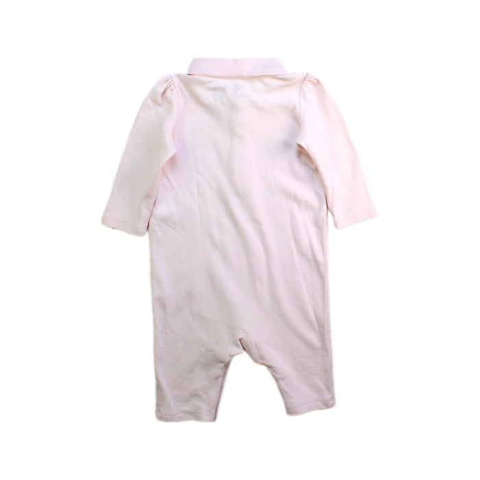 A Pink Long Sleeve Rompers from Ralph Lauren in size 0-3M for girl. (Back View)