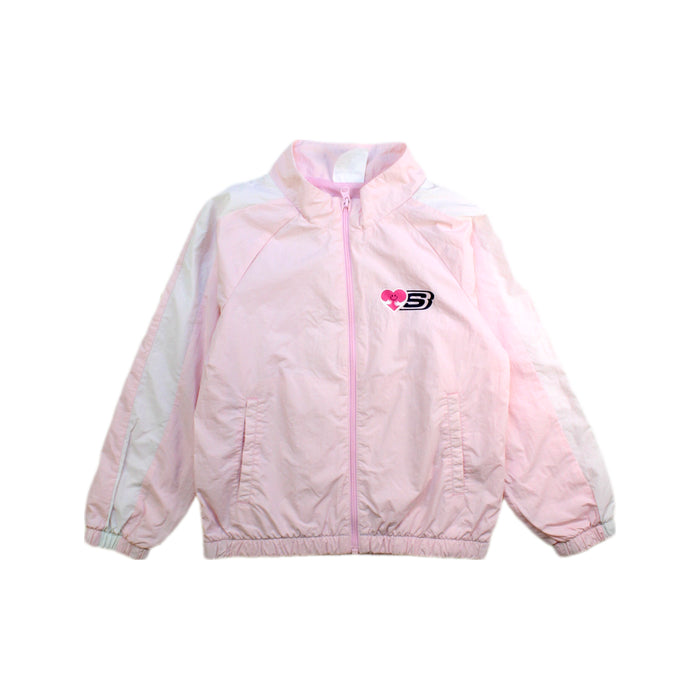 A Pink Lightweight Jackets from Skechers in size 4T for girl. (Front View)