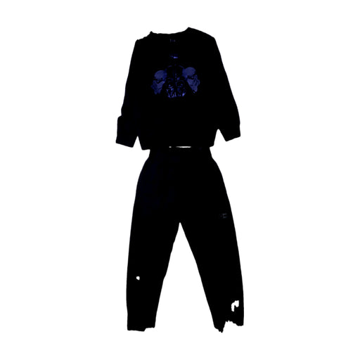 A Black Pants Sets from Adidas in size 7Y for boy. (Front View)
