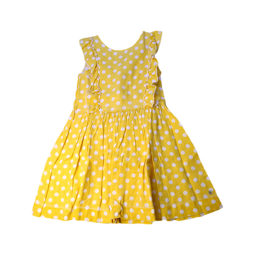 A Yellow Sleeveless Dresses from Petit Bateau in size 8Y for girl. (Front View)