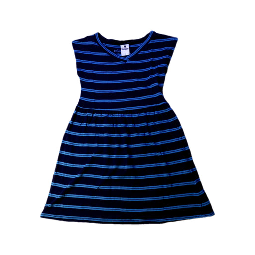 A Blue Sleeveless Dresses from Mon Petit Mousqueton in size 6T for girl. (Front View)