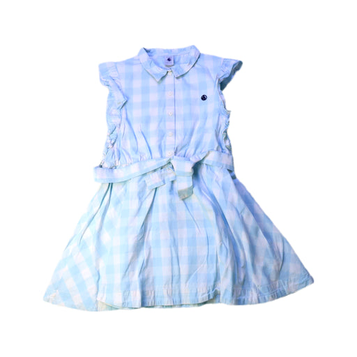 A Blue Sleeveless Dresses from Petit Bateau in size 8Y for girl. (Front View)