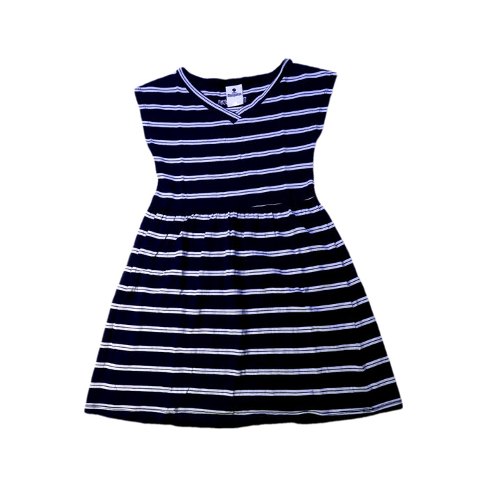 A Navy Sleeveless Dresses from Mon Petit Mousqueton in size 6T for girl. (Front View)