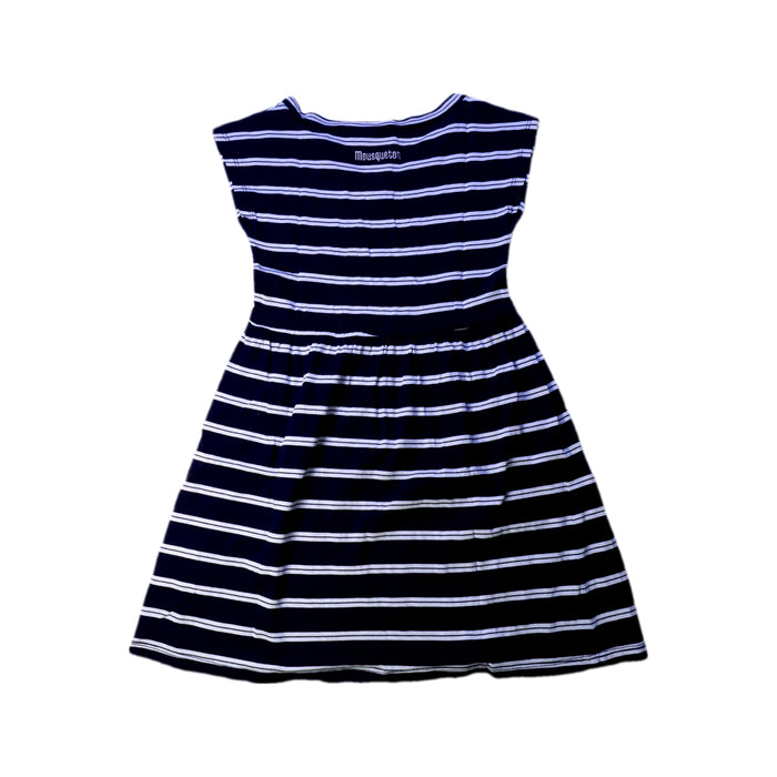 A Navy Sleeveless Dresses from Mon Petit Mousqueton in size 6T for girl. (Back View)