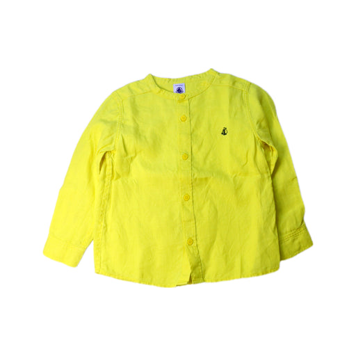 A Yellow Long Sleeve Shirts from Petit Bateau in size 4T for boy. (Front View)