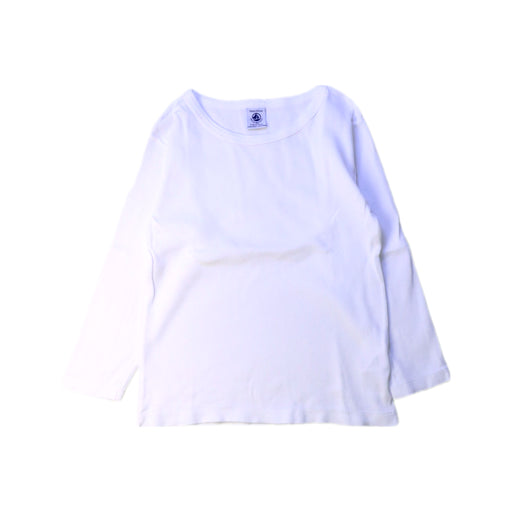 A White Long Sleeve T Shirts from Petit Bateau in size 5T for boy. (Front View)