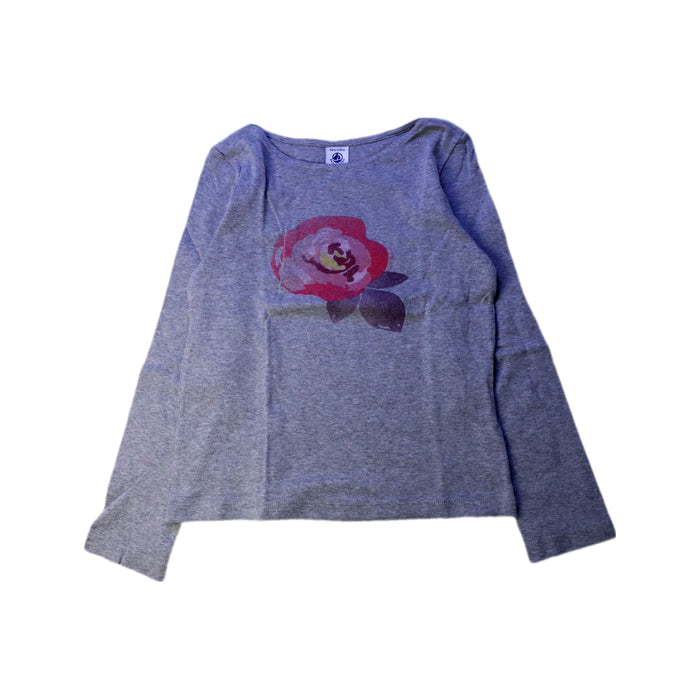 A Grey Long Sleeve T Shirts from Petit Bateau in size 8Y for girl. (Front View)