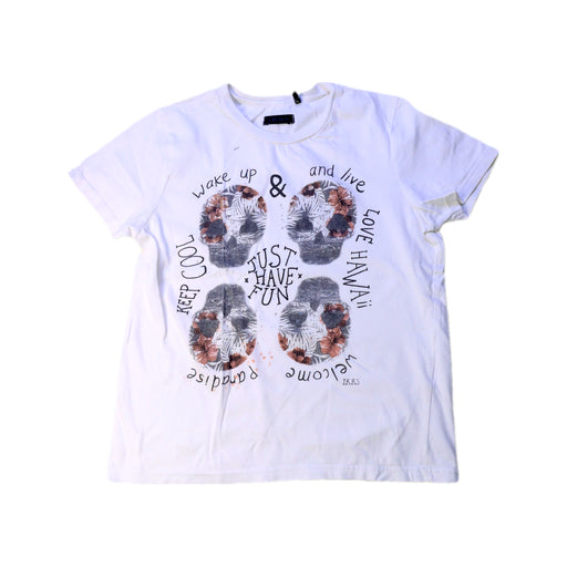 A White Short Sleeve T Shirts from IKKS in size 5T for boy. (Front View)
