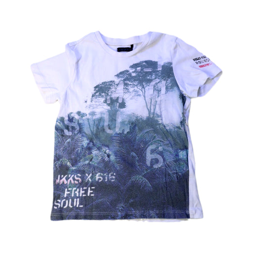 A White Short Sleeve T Shirts from IKKS in size 5T for boy. (Front View)
