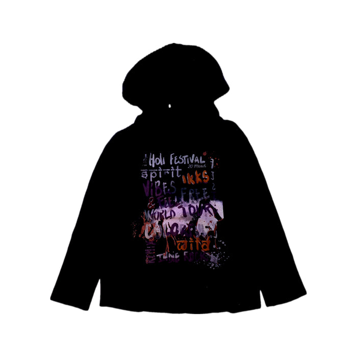 A Black Hooded Sweatshirts from IKKS in size 5T for boy. (Front View)