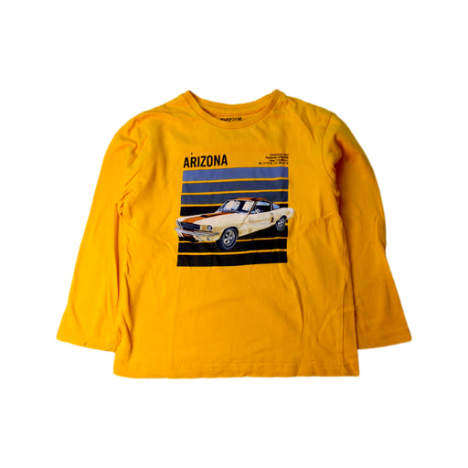 A Yellow Long Sleeve T Shirts from Mayoral in size 5T for boy. (Front View)
